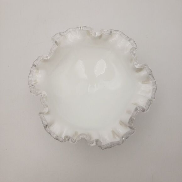 Vintage Fenton Silver Crest Milk Glass Compote Circa 1942-1972 - Picture 10 of 10